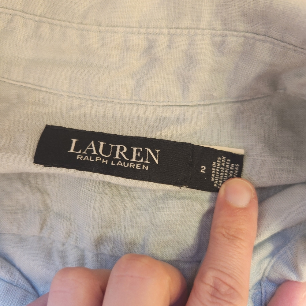 Lauren Ralph Lauren Women's Wakana Dress in Light Blue Linen, Size 2, $185 - Picture 8 of 16